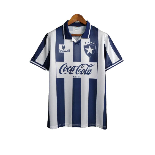 Camisa Botafogo I Retrô 1994 Torcedor Masculino - Preta e branca com Patrocínio da Coca Cola - Rezenha 10 FC
