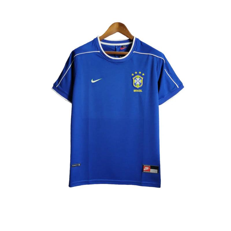 Camisa Retrô Seleção Brasileira II Away 1998/99 Nike Masculino Azul - Rezenha 10 FC